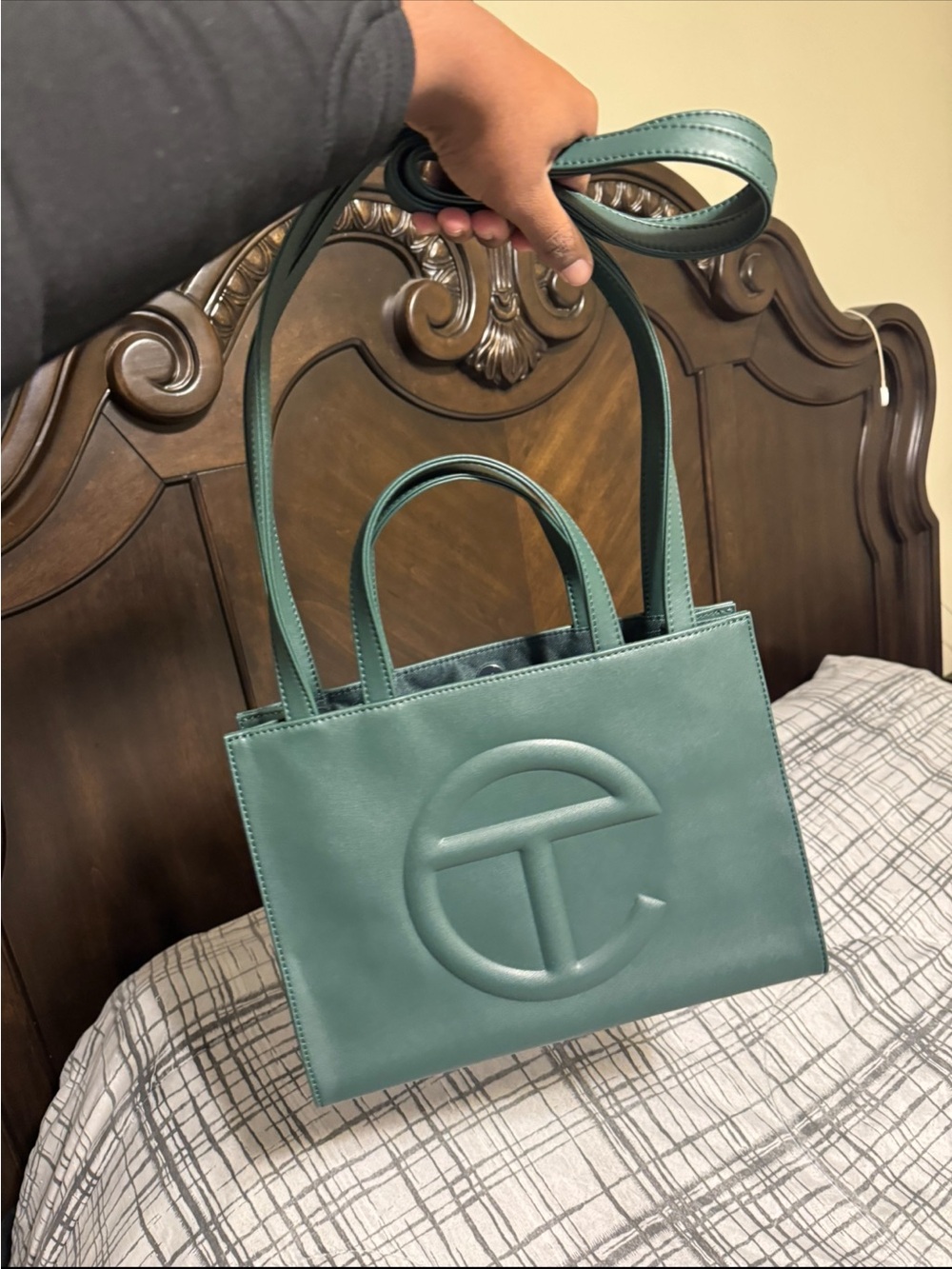 Telfar Green Embossed Logo Tote